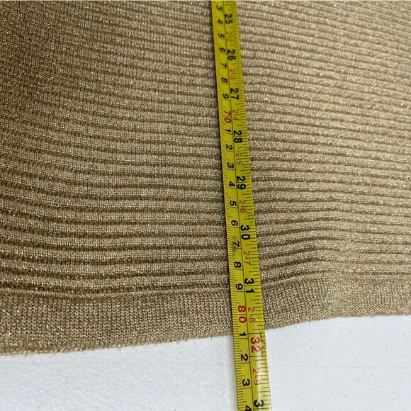 Vintage Talbots Gold Metallic Long Sleeve Button Neck Tunic Womens Medium FLAWS - Picture 15 of 16